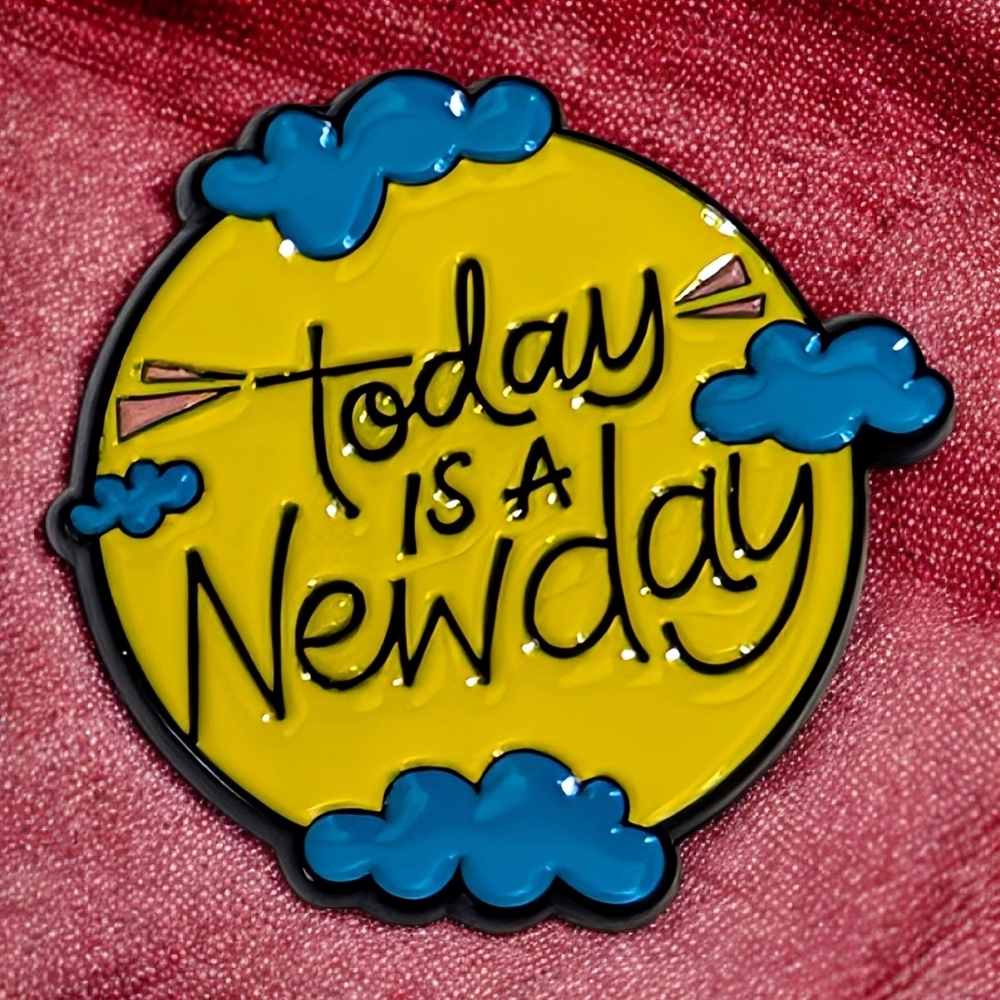 Motivational Enamel Pin In Yellow & Blue